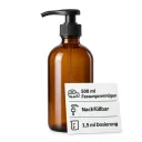 Seifenspender aus Braunglas mit Störer-Karte: 500 ml Fassungsvermögen, nachfüllbar, 1,5 ml Dosierung
